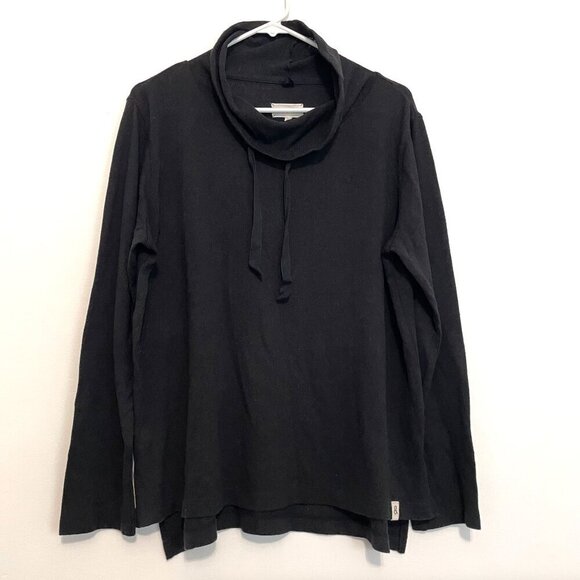 LOU & GREY ANN TAYLOR LOFT Solid Black Drawstring Cowl Neck Pullover Sweatshirt - Picture 1 of 13